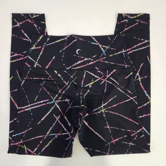 Zyia Active Crop Leggings‎ 4 Black Rainbow Foil Abstract Stripe Activewear - Picture 8 of 9